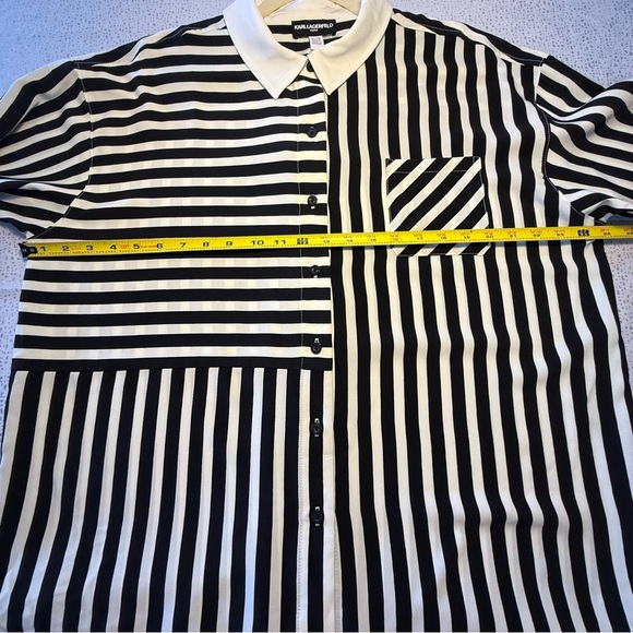 KARL LAGERFELD PARIS High Low Striped Button Down Shirt XL - Picture 10 of 10